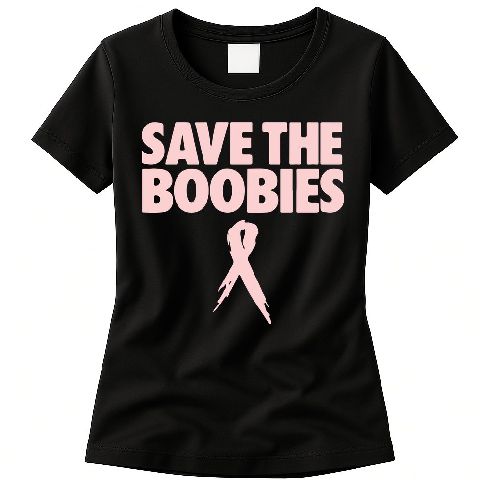 Breast Cancer Awareness Save The Boobies Ribbon Halloween Womens T-Shirt