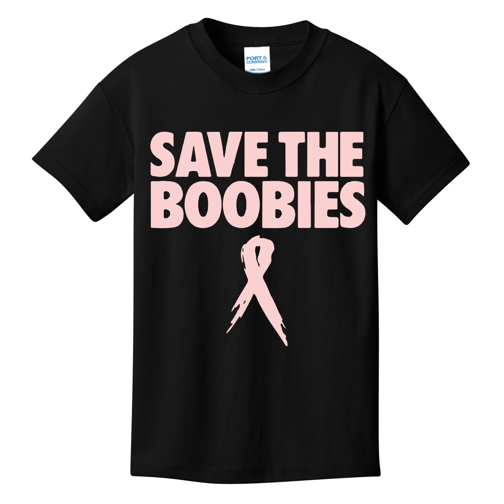Breast Cancer Awareness Save The Boobies Ribbon Halloween Kids T-Shirt