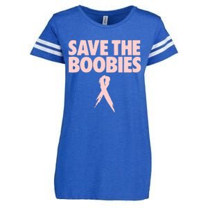 Breast Cancer Awareness Save The Boobies Ribbon Halloween Enza Ladies Jersey Football T-Shirt