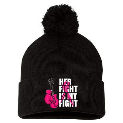 Breast Cancer Awareness Husband Support Squad Pom Pom 12in Knit Beanie