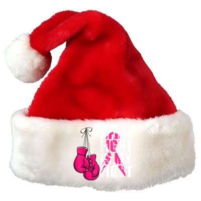 Breast Cancer Awareness Husband Support Squad Premium Christmas Santa Hat