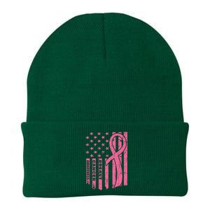 Breast Cancer Awareness Flag Usa Breast Cancer Warrior Knit Cap Winter Beanie