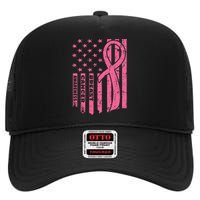 Breast Cancer Awareness Flag Usa Breast Cancer Warrior High Crown Mesh Back Trucker Hat