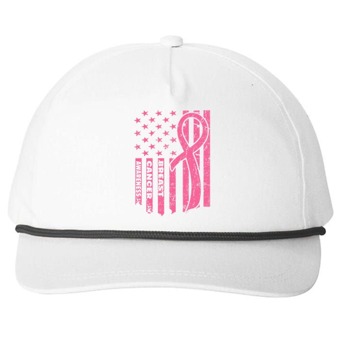 Breast Cancer Awareness Flag Usa Breast Cancer Warrior Snapback Five-Panel Rope Hat