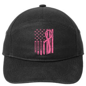 Breast Cancer Awareness Flag Usa Breast Cancer Warrior 7-Panel Snapback Hat