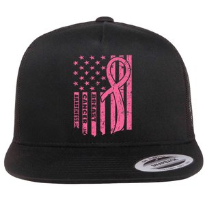 Breast Cancer Awareness Flag Usa Breast Cancer Warrior Flat Bill Trucker Hat