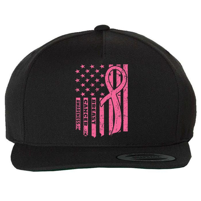 Breast Cancer Awareness Flag Usa Breast Cancer Warrior Wool Snapback Cap