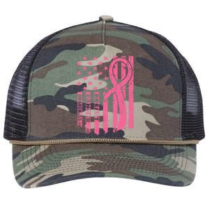 Breast Cancer Awareness Flag Usa Breast Cancer Warrior Retro Rope Trucker Hat Cap