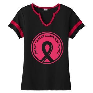 Breast Cancer Awareness Month Support Ladies Halftime Notch Neck Tee