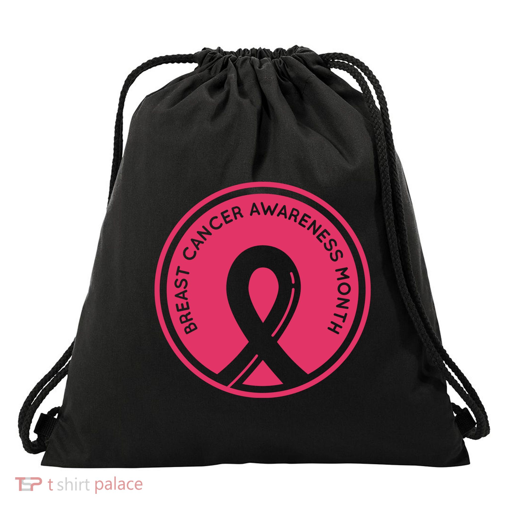 Breast Cancer Awareness Month Support Drawstring Bag