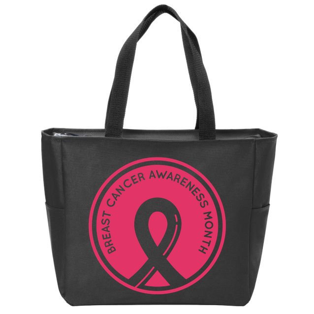 Breast Cancer Awareness Month Support Zip Tote Bag