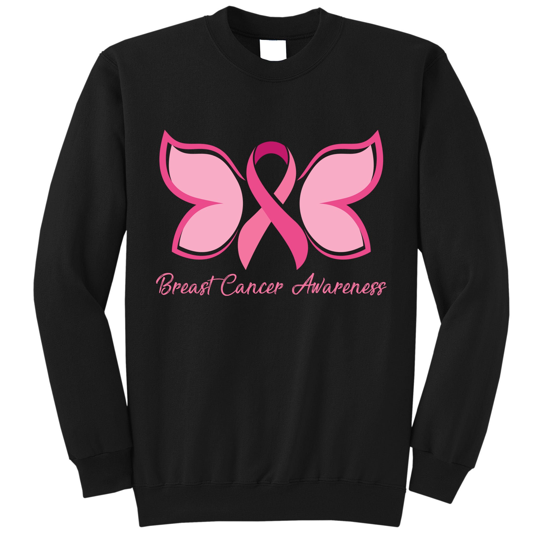 Breast Cancer Awareness Butterfly Pink Ribbon Tall Sweatshirt