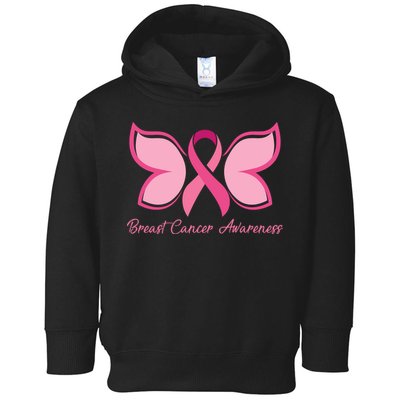 Breast Cancer Awareness Butterfly Pink Ribbon Toddler Hoodie