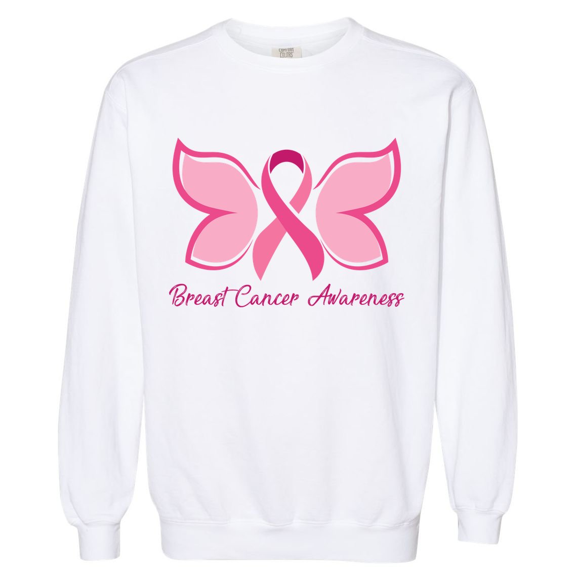 Breast Cancer Awareness Butterfly Pink Ribbon Garment-Dyed Sweatshirt