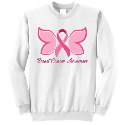 Breast Cancer Awareness Butterfly Pink Ribbon Sweatshirt