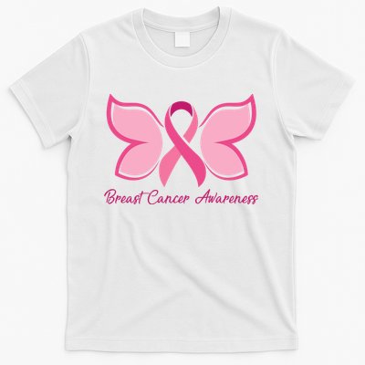 Breast Cancer Awareness Butterfly Pink Ribbon T-Shirt