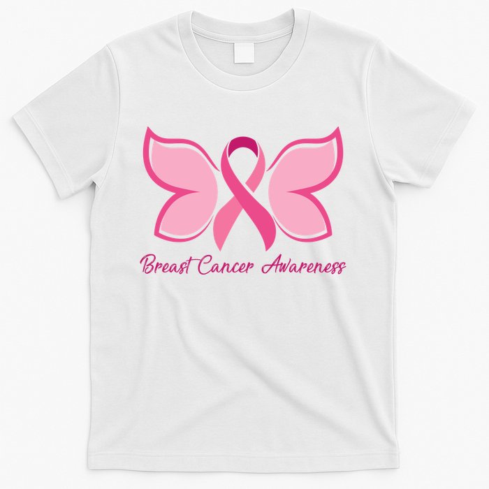 Breast Cancer Awareness Butterfly Pink Ribbon T-Shirt