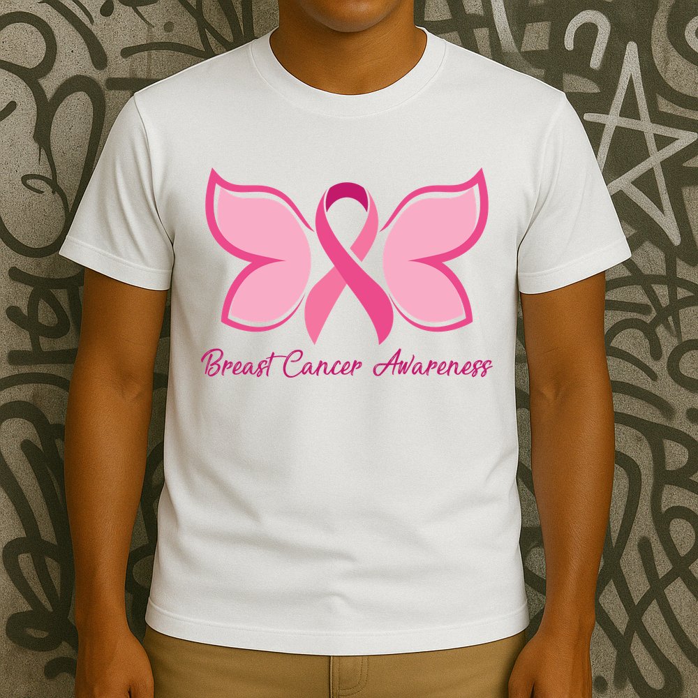 Breast Cancer Awareness Butterfly Pink Ribbon T-Shirt