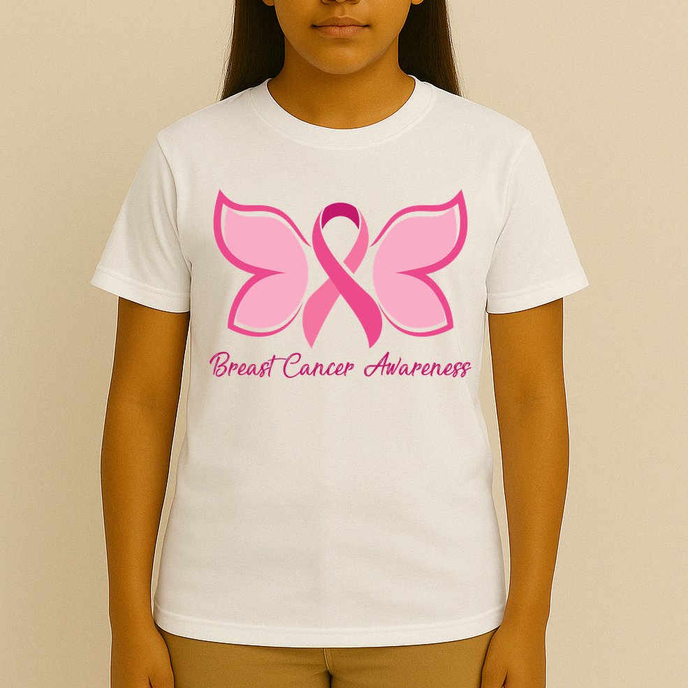 Breast Cancer Awareness Butterfly Pink Ribbon T-Shirt
