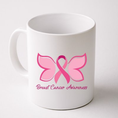 Breast Cancer Awareness Butterfly Pink Ribbon Coffee Mug