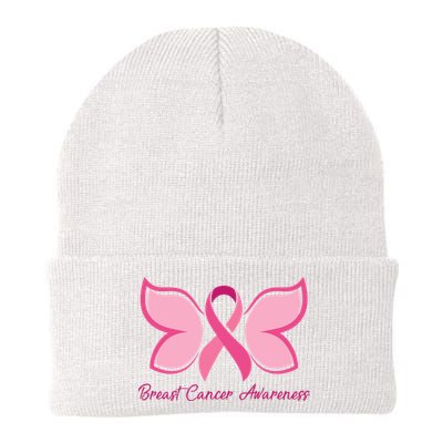 Breast Cancer Awareness Butterfly Pink Ribbon Beanie