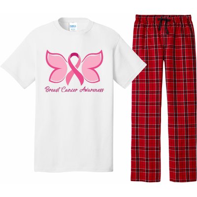 Breast Cancer Awareness Butterfly Pink Ribbon Pajama Set