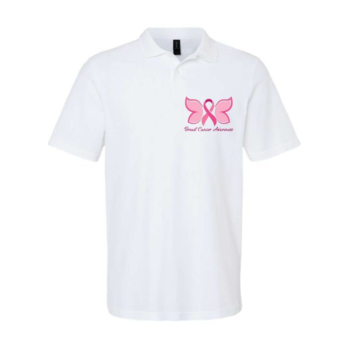 Breast Cancer Awareness Butterfly Pink Ribbon Softstyle Adult Sport Polo