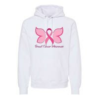 Breast Cancer Awareness Butterfly Pink Ribbon Premium Hoodie