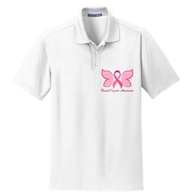 Breast Cancer Awareness Butterfly Pink Ribbon Dry Zone Grid Polo