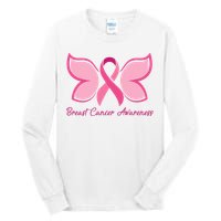 Breast Cancer Awareness Butterfly Pink Ribbon Tall Long Sleeve T-Shirt