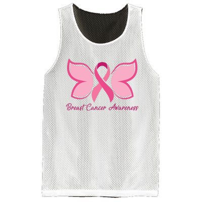 Breast Cancer Awareness Butterfly Pink Ribbon Mesh Reversible Basketball Jersey Tank