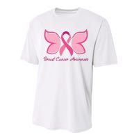 Breast Cancer Awareness Butterfly Pink Ribbon Performance Sprint T-Shirt