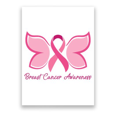 Breast Cancer Awareness Butterfly Pink Ribbon Poster