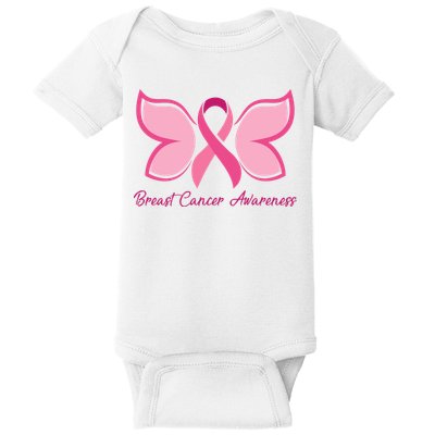 Breast Cancer Awareness Butterfly Pink Ribbon Baby Bodysuit