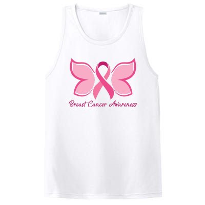 Breast Cancer Awareness Butterfly Pink Ribbon PosiCharge Competitor Tank