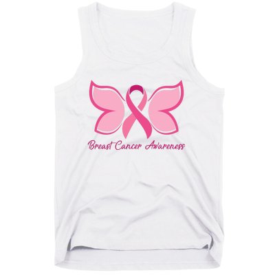 Breast Cancer Awareness Butterfly Pink Ribbon Tank Top