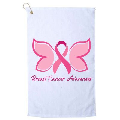 Breast Cancer Awareness Butterfly Pink Ribbon Golf Towel