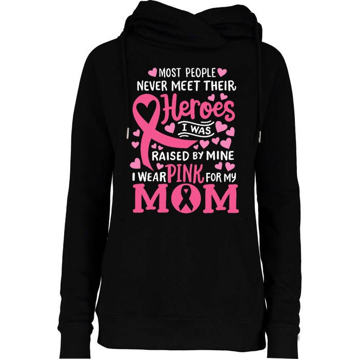 Breast Cancer Awareness Wear For My Mom Womens Funnel Neck Pullover Hood