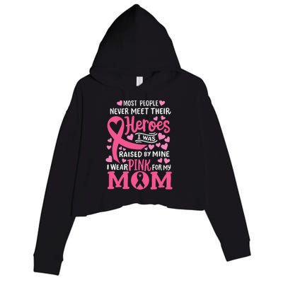 Breast Cancer Awareness Wear For My Mom Crop Fleece Hoodie