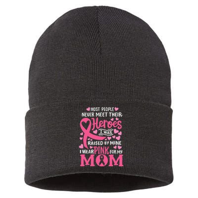 Breast Cancer Awareness Wear For My Mom Sustainable Knit Beanie