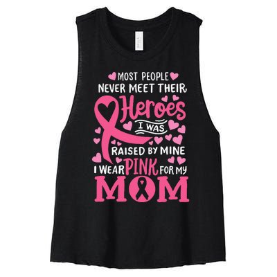 Breast Cancer Awareness Wear For My Mom Women's Racerback Cropped Tank