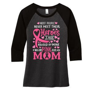 Breast Cancer Awareness Wear For My Mom Women's Tri-Blend 3/4-Sleeve Raglan Shirt