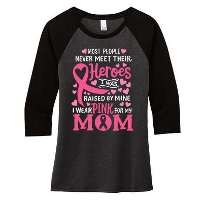 Breast Cancer Awareness Wear For My Mom Women's Tri-Blend 3/4-Sleeve Raglan Shirt