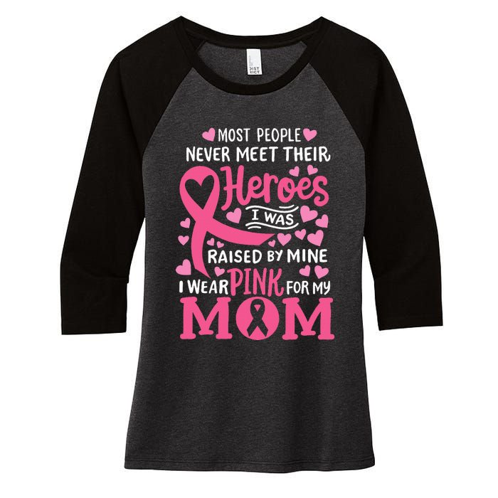 Breast Cancer Awareness Wear For My Mom Women's Tri-Blend 3/4-Sleeve Raglan Shirt