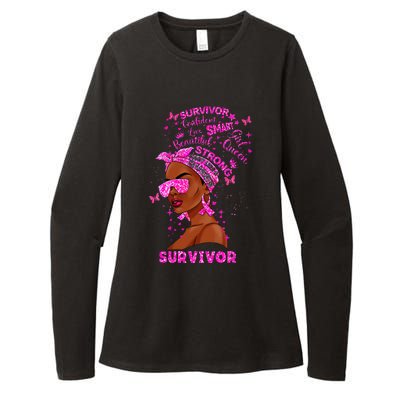 Breast Cancer Awareness Survivor Black Melanin Warrior Womens CVC Long Sleeve Shirt