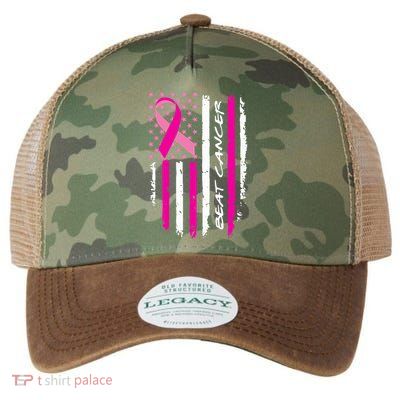 Breast Cancer Awareness USA Distressed Flag Legacy Tie Dye Trucker Hat