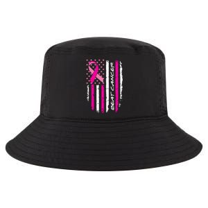 Breast Cancer Awareness USA Distressed Flag Cool Comfort Performance Bucket Hat