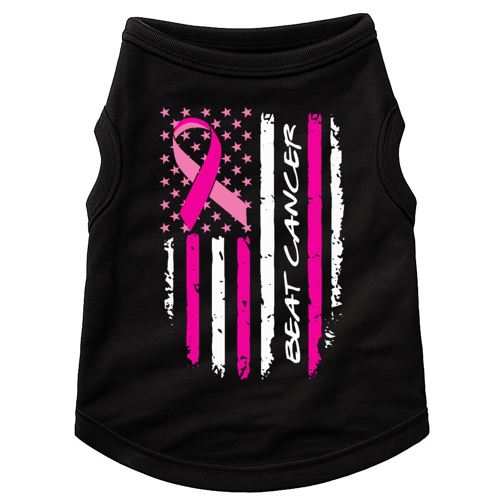 Breast Cancer Awareness USA Distressed Flag Doggie Tank