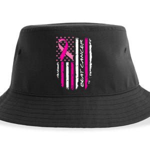 Breast Cancer Awareness USA Distressed Flag Sustainable Bucket Hat