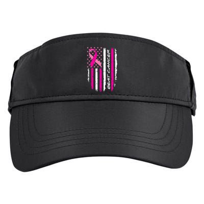Breast Cancer Awareness USA Distressed Flag Adult Drive Performance Visor
